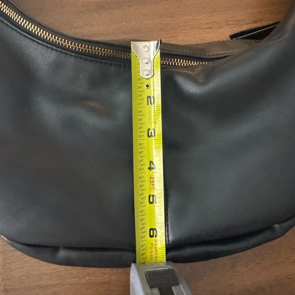 Black Vegan Leather Hobo Bag